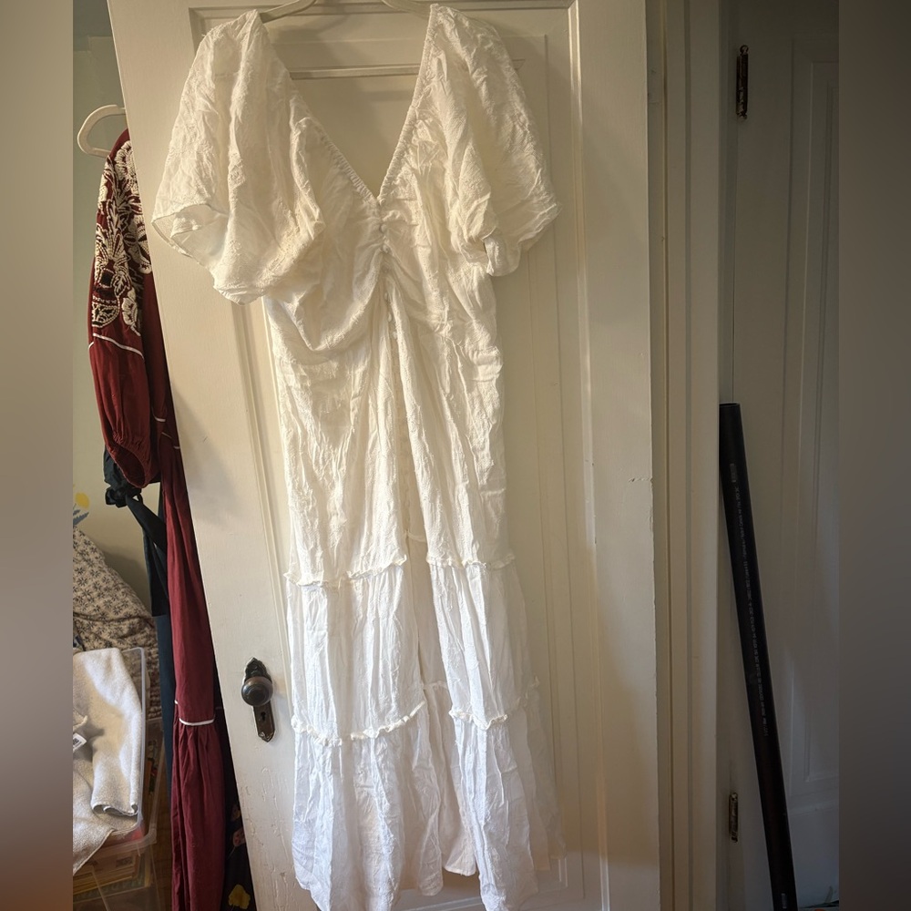 Anthropologie White Tiered Maxi Dress with Open Back - Picture 7 of 15